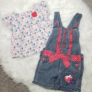 Baby Girl Patriotic Overall Shorts Matching set